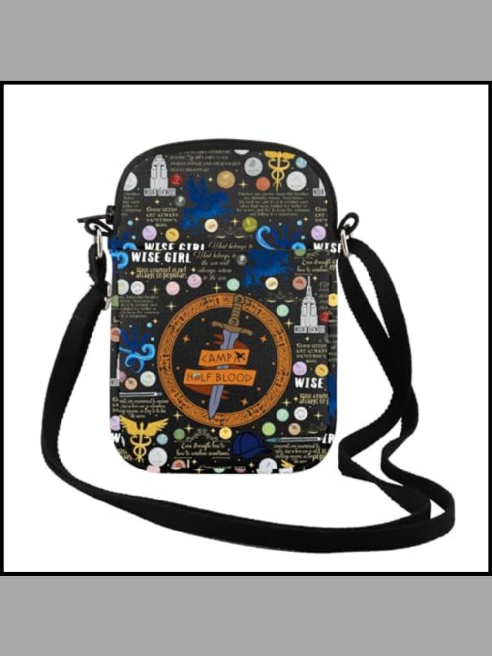 Greek Mythology Floral Crossbody Bag Canvas Book Lover Gift Women